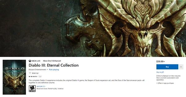 《暗黑破坏神3：永恒收藏版》登陆微软商店：售价60美元