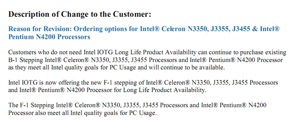 Intel紧急澄清：低功耗奔腾/赛扬不会“变砖” 新步进可用15年