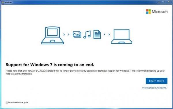 微软向更多Windows 7用户签发升级提醒通知！