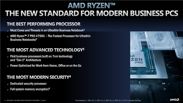 7nm树立商务本新标杆！AMD正式发布锐龙PRO 4000U系列