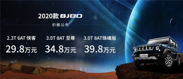 方盒子酷似奔驰G！新款北京BJ80售29.8万起：新增3.0T V6