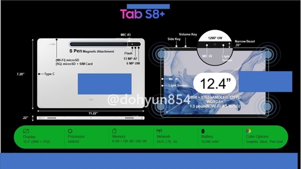iPad最大对手！安卓阵营平板王者三星Tab S8系列来袭：规格全部拉满