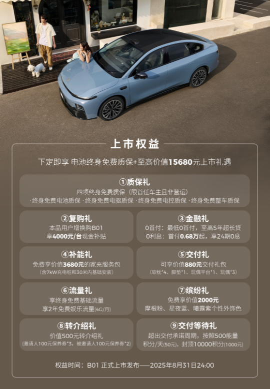 8.98万起!零跑B01正式上市:支持激光雷达+端到端智驾