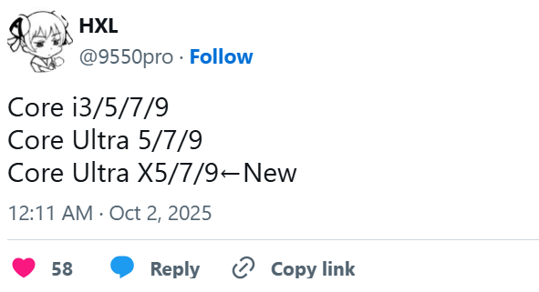 又双叒叕是新名字!酷睿Ultra X来了