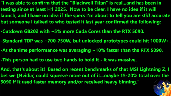NVIDIA新卡皇RTX 5090 Ti再曝光:功耗直飙超700W!性能提升10%