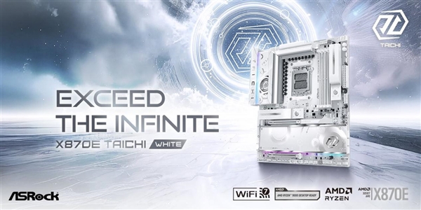 太极系列首次全白化！华擎发布X870E Taichi White旗舰主板：为9950X3D2打造