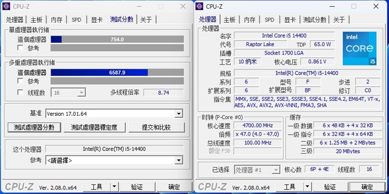 酷睿第14代i5-14400评测：性能与上代一致