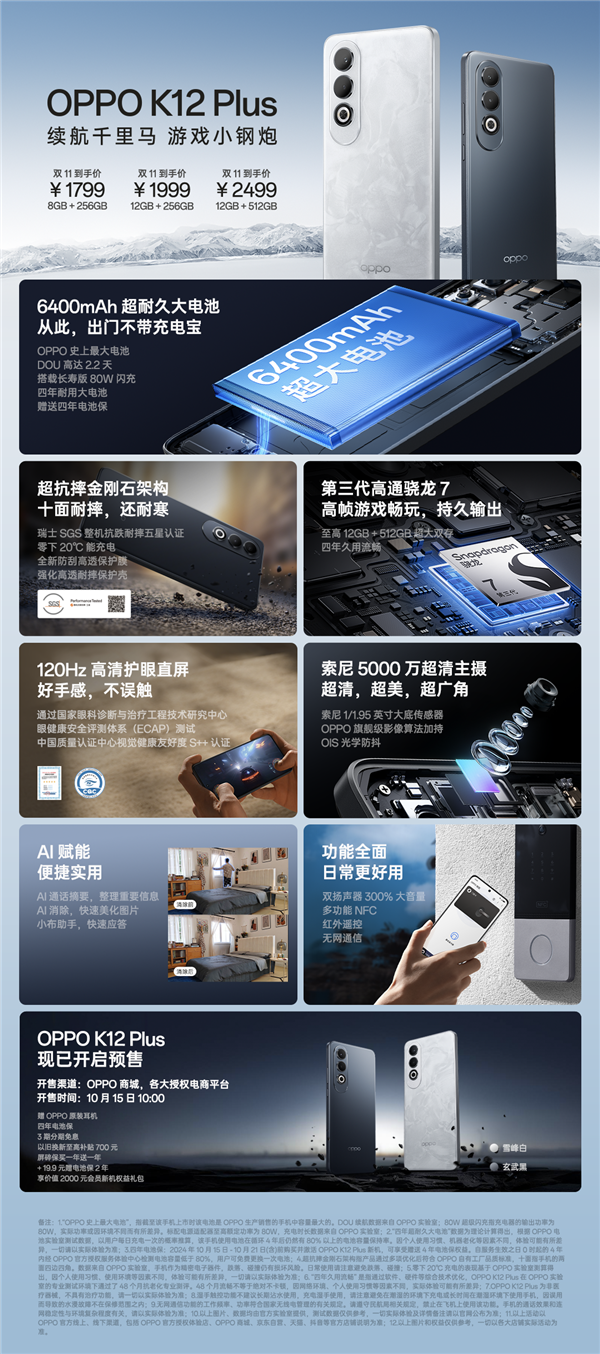 1799元!OPPO发布新机K12 Plus:6400mAh电池加持、告别充电宝