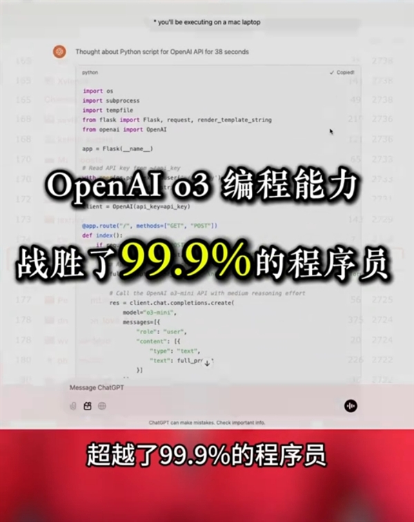 OpenAI o3突然发布!傅盛:击败99.9%的程序员 程序员不存在了