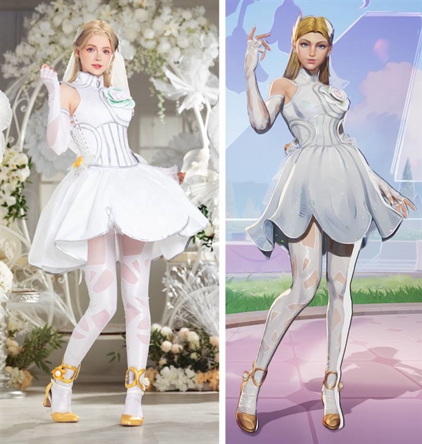 碍事梨体模COS婚礼服隐形女:白丝白裙太绝了