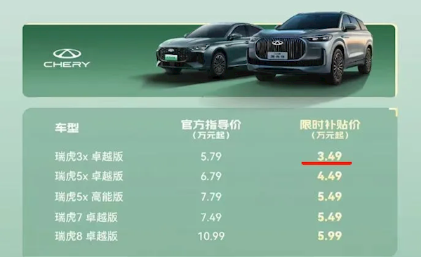 价格战开启汽车按斤卖的时代!奇瑞燃油SUV仅13元/斤