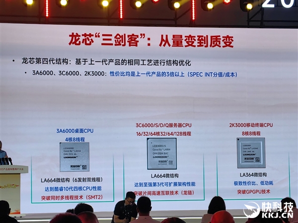 龙芯2K3000/3B6000M发布:首次一心两用、极致性价比